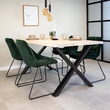 Metal kitchen chairs with wooden seats for tree. Emma Oak Dining Table White Table Edges In Tree Trunk Shape X Leg