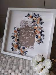 Navy And Peach Lace Theme Wedding Invitation Keepsake Etsy In 2021 Wedding Invitation Keepsake Flower Shadow Box Paper Flower Template