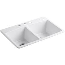 We did not find results for: Kohler Brookfield White Cast Iron 33 In 4 Hole Double Bowl Drop In Kitchen Sink K 5846 4 0 The Home Depot