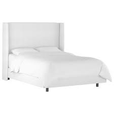 Product titleking wingback bed in soft floral burgundy. Williams Nail Button Wingback Bed Velvet White Transitional Platform Beds By Skyline Furniture Mfg Inc Houzz