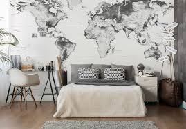 Fototapete Topografische Weltkarte Schwarz Weiss Innenarchitektur Innenarchitektur Wohnzimmer Dekor