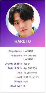 Watanabe Haruto Treasure Profile Kpop Profiles Yg Entertainment Boy Groups