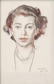 Painting portrait of Princess Elizabeth, 1948 In paper water colour,  133×112cm by Saveli Abramovitch Sorin, Russian artist