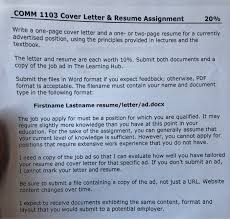 Apr 14, 2021 · resume and a sample cover letter for a job application. Comm 1103 Cover Letter Resume Assignment 20 Write Chegg Com