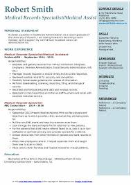 Medical Records Specialist Resume Samples Qwikresume