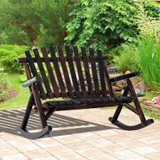 2 Seater Outdoor Rocking Chair Bench Fir Wood Porch Patio Lawn Garden Furniture 2seateroutdoor Rocking Bench Outdoor Rocking Chairs Double Rocking Chair