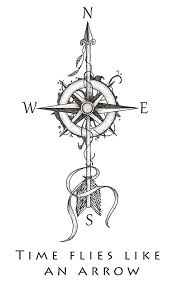 Black And White Compass Tattoo Time Flies Like An Arrow By Beatrizxe Compass Tattoo Compass Tattoo Design Tattoos