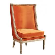 Orange Velvet Stately Tall Back Chair Chair Side Chairs Unique Chair