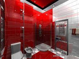 A super bold red powder room design. Who Says That A Red Bathroom Has To Be Completely Designed In Red This Particular Room Uses Red Furniture As A Red Bathroom Decor Bathroom Red Funky Bathroom