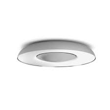 You can also maximize your decor choices to brighten up the room with white, reflective accent pieces or light, sheer curtains that let in natural sunlight. Philips Hue Still Aluminum Ceiling Light