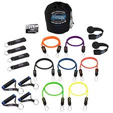 Bodylastics 19 Pcs Resistance Bandsstrong Man Stackable Set 202 Lbs With 7 Anti Snap Exercise Tubes Heavy Duty Components Carrying Case And 3x4