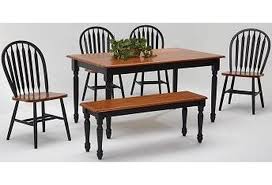 Our ratio was about half and half. Amesbury Chair Farmhouse And Traditional Windsor 36 X 60 Black And Cherry Finish Solid Hardwood Table 4 Chairs And Bench Dinette Depot Casual Dining Room Groups