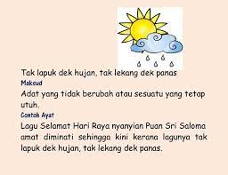 For more information and source, see on this link : Tak Lapuk Dek Hujan Tak Lekang Dek Panas Sanx Xox