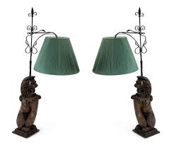 At your doorstep faster than ever. English Georgian Carved Oak Lion Table Lamps 1