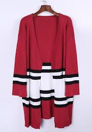 Black And White Striped Cardigan Sweater Red White Striped Color Block Fashion Oversize Long Cardigan Sweater Long Sweaters Cardigan Long Oversized Cardigan Cardigan Sweater Coat