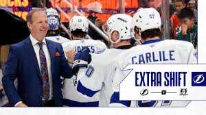 Tampa Bay Lightning celebrate victory in the ducks game