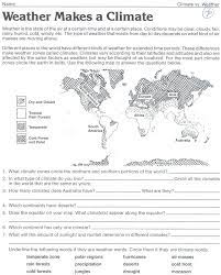 Weather Makes A Climate Worksheet Classroom Weather Worksheets Weather Worksheets Science Worksheets Geography Worksheets