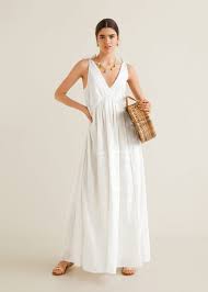 Mango Embroidered Long Dress Women Long Dresses Long Dress Womens Dresses