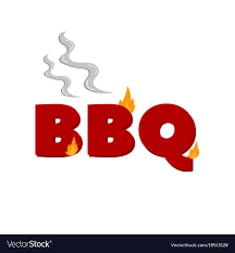 Flaming Bbq Word Barbecue Party Design Element Vector Image