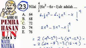 Kumpulan soal un integral dan pembahasannya. Un Sma 2017 Matematika Ipa Pembahasan No 23 Integral Tertentu Youtube