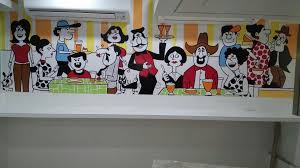 2d Wall Painting Hand Painting College Canteen Wall Paint Designs Wall Painting Paint Designs
