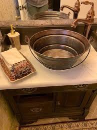 15 round copper vessel bucket bathroom
