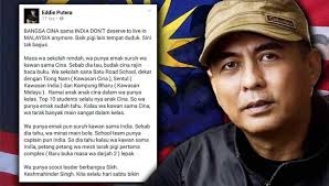 О apa lagi cina mahu! Eddie Putera Chinese And Indians Should Leave For A Better Country And Please Ask Me A Malay To Join You Weehingthong