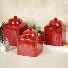 Use it to store coffee, flour, beans, and trail mix. Savannah Red Kitchen Canister Set