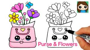 Celebrate mother's day with these sweet mochicorns! How To Draw A Purse And Flowers Mother S Day Art Youtube