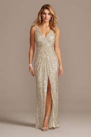The bridesmaids had just a few stems of calla lilies in a posy style hair flowers: Sequin Dresses Davids Bridal