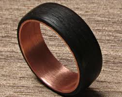 Dark Eucalyptus Wooden Wedding Band Black Rings For Men Alternative Wedding Rings Wood And Copper Ring Birthday Gift Ideas For Him Wooden Wedding Bands Wedding Ring For Him Black Wedding Rings