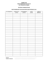 Borang pemarkahan pertandingan penyediaan hidangan sihat unit pemakanan klinik kesihatan seremban aspek penilaian marka markah kumpulan catata h 1 2 3 4 5 6 7 8 9 10 n penuh kad menu dan kad resepi 1. Borang Hakim Merdeka
