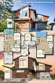 Plan 85224ms Modern House Plan With Finished Lower Level Dream House Plans Modern House Plan House Plans