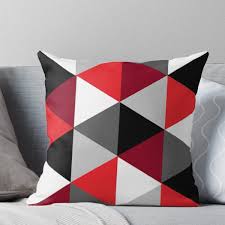 Red Black White And Grey Pattern Throw Pillow Black Decorative Pillows Patterned Throw Pillows Black And Red Living Room