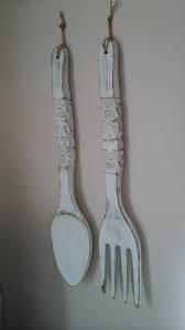 2 pieces metal fork spoon wall decor big black fork spoon sign metal large kitchen rustic decor spoon shaped wall sign fork shaped hanging sign farmhouse kitchen wall decors for home kitchen decor. Giant Fork And Spoon White And Sage Green By Hillsidehomearts Fork Spoon Wall Decor Kitchen Wall Decor Green Kitchen Walls
