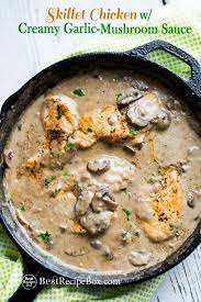 Skillet Chicken With Creamy Garlic Mushroom Sauce Is The Best Chicken Mushroom Dinner Bestrecipebox Quail Recipes Mushroom Sauce Recipe Stuffed Mushrooms