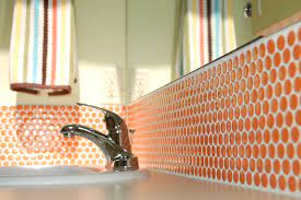 31 artisanal glazes available in rustic, plain or striated profiles. Moddotz Sherbet Orange Porcelain Penny Round Tile Modwalls Tile
