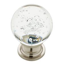 Liberty 1 3 5 In Satin Nickel With Clear Bubble Glass Round Cabinet Knob P32592c 116 Cp The Home Depot