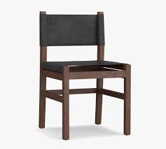 Replicated antiqued white wood grain. Segura Dining Chair Black Leather Coffee Bean Pottery Barn