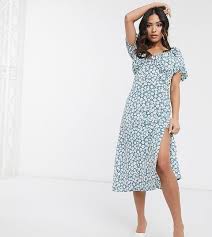 Kostenloser versand bei allen bestellungen über 200€ Missguided Petite Robe Mi Longue Style Milkmaid Bleu Fleuri Multicolore From Asos On 21 Buttons
