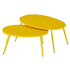 Yellow Metal Outdoor Nest Of Tables In 2020 Coffee Table Garden Coffee Table Garden Nest