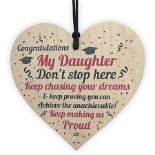 High quality congratulations gifts and merchandise. 2pcs Graduation Gifts For Daughter Wooden Heart Plaque Gift For Her Congratulations Gifts Leaving Univerisity Degree Wish