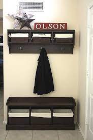 Entryway Bench And Storage Shelf With Hooks Home Diy Entryway Bench Diy Entryway