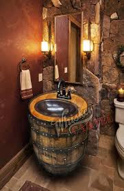 whiskey barrel sink hammered copper