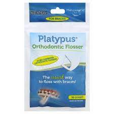 An orthodontic flosser, like a platypus flosser, is a special flossing tool for braces wearers. Platypus Ortho Flosser For Braces 30 Count Walmart Com Walmart Com