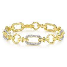 Sign in for price $2,999.99 round brilliant 1.37 ctw vs2 clarity, i color diamond 14kt white gold bangle bracelet. Gabriel Co Fashion 14k Yellow And White Gold Diamond Bracelet With Alternating Links Crocker S Jewelers