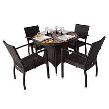 Diego Rattan 4 Seater Outdoor Dining Set With A 1m Plaswood Top Round Outdoor Table Rattan Pati Outdoor Dining Set Rattan Furniture Set Round Outdoor Table