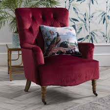 Everly Berry Red Velvet Arm Chair French Style Chairs Armchair Chair