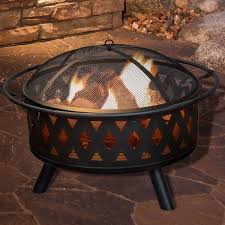 Perfect screen in every way! Pure Garden Fire Pit Set Wood Burning Pit With Spark Screen Cover And Log Poker 32 Round Crossweave Firepit Black M150017 Best Buy