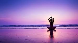 Yoga Wallpaper With Girl In A Purple Sunset At Beach Hd Wallpapers Wallpapers Download High Resolution Wallpapers Yoga Background Purple Sunset Sky Yoga
